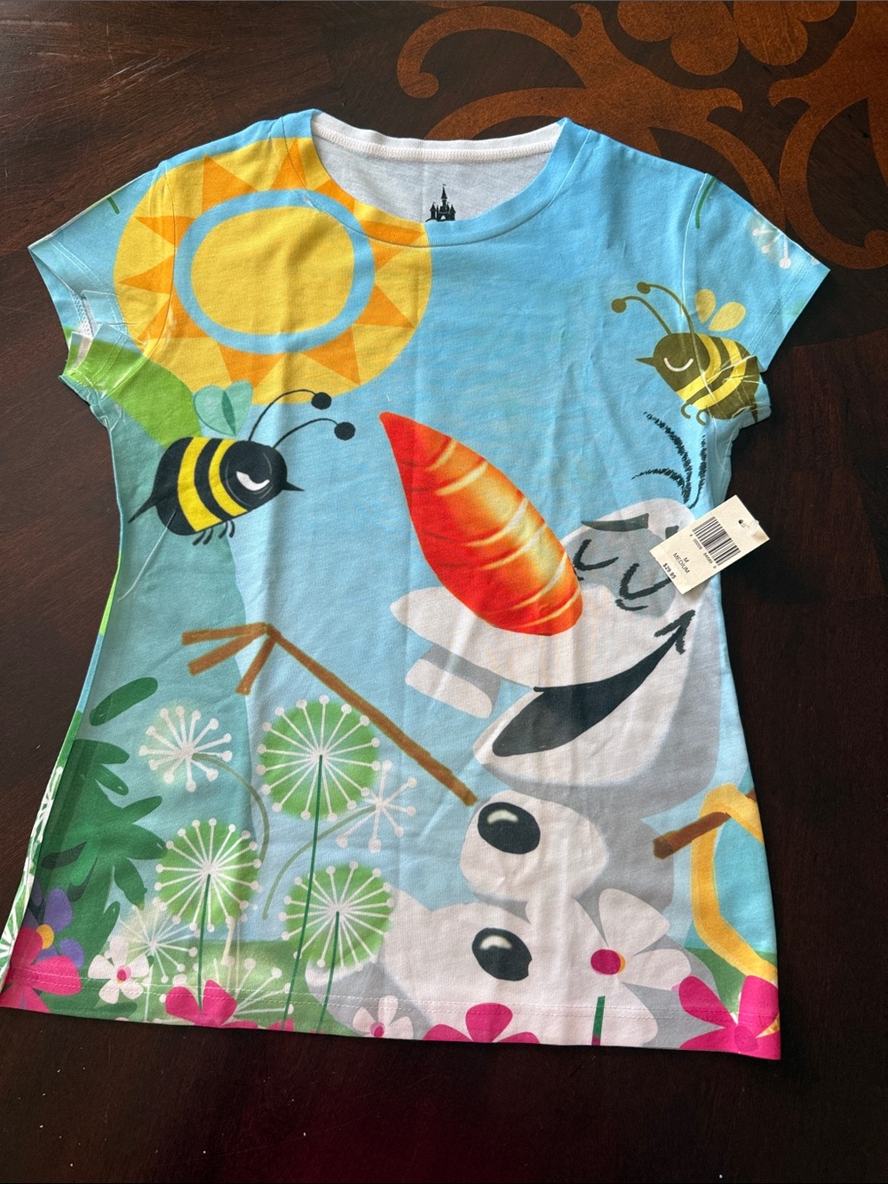 Disney Blue Olaf Graphic Short-Sleeve Tee with Yellow Sun & Bees
